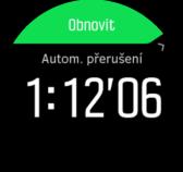 Je-li automatické přerušení během záznamu cvičení zapnuté, zobrazí se vám v případě automatického přerušení záznamu oznámení.