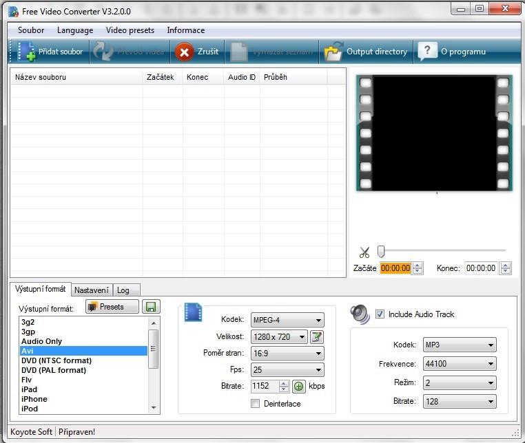 Převodní programy mezi různými video kodeky a multimediálními formáty Any Video Converter má také velmi jednoduché, intuitivní a hezké grafické prostředí, jak je vidět na obrázku 2.