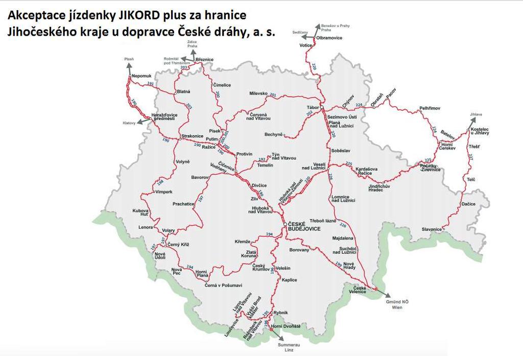 - na celé lince 433 710 Zelené autobusy (i v Plzeňském kraji), - platnost jízdenky JIKORD plus je stanovena na jeden den s přesahem do 3.