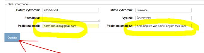 Na závěr je třeba doplnit informaci, kdo tuto elektronickou přihlášku vyplnil a kam ji poslat.