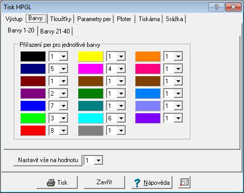 130 GEUS grafika Obecně je vazba mezi barvami na obrazovce a na výstupu popsána v kapitole Práce s barvami tomto dialogu se nastavuje číslo pera, kterým bude kreslena barva na obrazovce. 31.