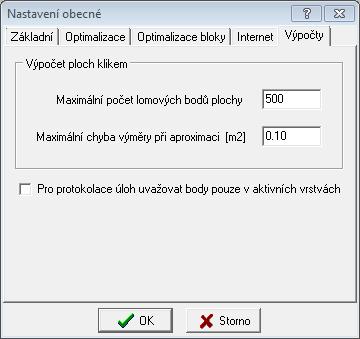 168 GEUS grafika Tyto hodnoty platí pro automatický výpočet výměr, hodnotu aproximace není kruhových oblouků již