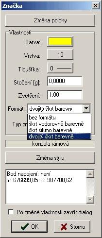 180 7.4 GEUS grafika Kresli značku Volba kreslené značky se provede v nástrojové liště prvkem pro zvolení značky, viz Práce se značkami 28.