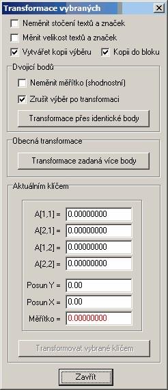 218 GEUS grafika Jsou k dispozici dvě varianty jak transformovat vybrané prvky. 1. Transformace přes identické body Program vyžaduje zadání dvojice identických bodů.