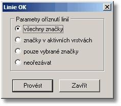 Přesun prvků dochycených na body se na novou polohu bodu provede touto funkcí automaticky v celém výkresu. 10.16 Linie OK Funkce pro oříznutí linií na okraji značky "mezník".