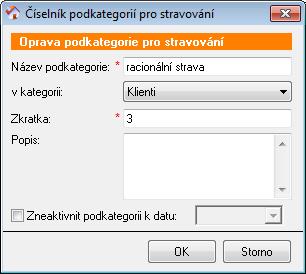 Pro zadání nové podkategorie klepněte na tlačítko Přidat, které se nachází vlevo pod seznamem kategorií a zvolte položku Podkategorie.