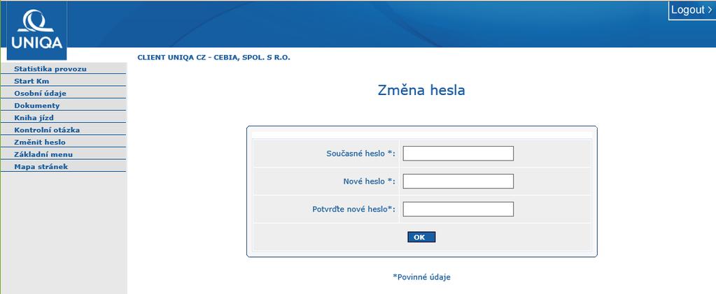 Změna hesla Přihlašovací jméno není možné uživatelsky měnit. Heslo doporučujeme změnit bezprostředně po prvním přihlášení z důvodu zvýšení ochrany svého soukromí.