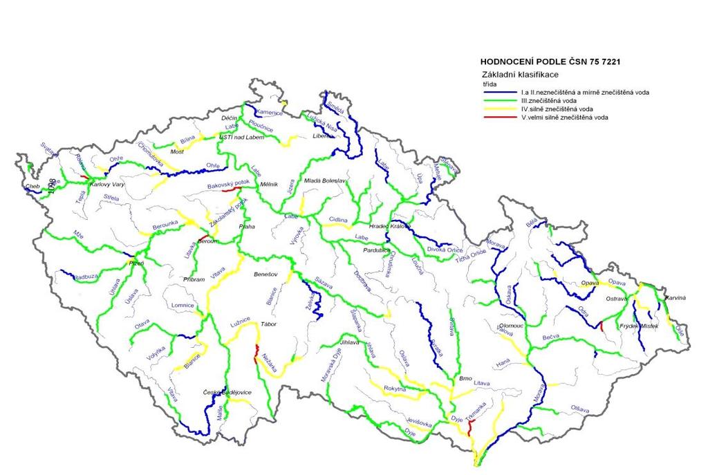 Obrázek 3 Jakost vody ve významných vodních tocích v letech 2013-2014 S cílem uplatnit výraznější dohled na obor a zejména s potřebou zavést zprůhlednění činností několika tisíc zúčastněných subjektů