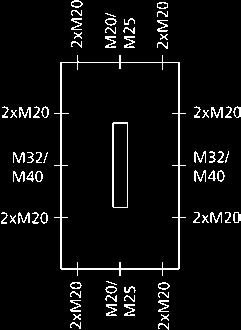 8-13,5 mm a M25, rozsah těsnění 9-18,5 mm a M32, rozsah těsnění 13-23 mm RK 4/34 254 x 180 x 90 mm Skříň s řadovými svorkami, s DIN lištou NS 35, délka 237 mm,