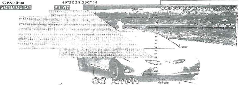 Výrobní číslo zařízení GPS délka ZÁZNAM O PŘESTUPKU RADAR VOZIDLO 63 km/h Registrační značka 60 km/h B 20a 31.3.2018 v 15:51 hod.