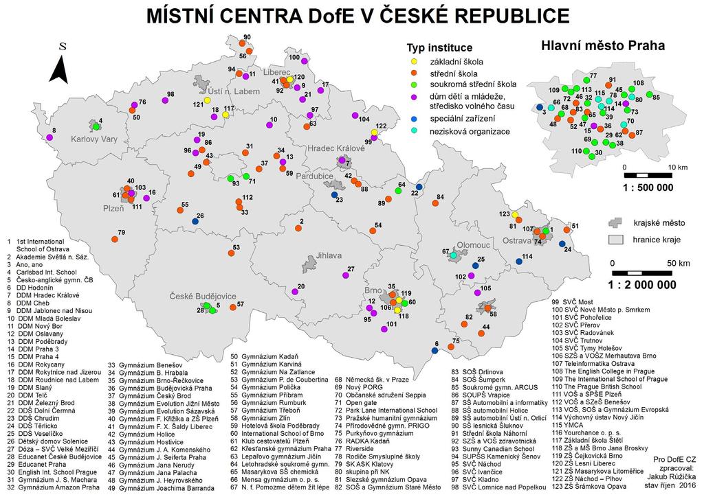 2.2.1 Struktura zapojených vzdělávacích institucí v DofE 6 9 6 26 26 52 Domovy dětí a mládeže Soukromé střední školy Státní střední školy