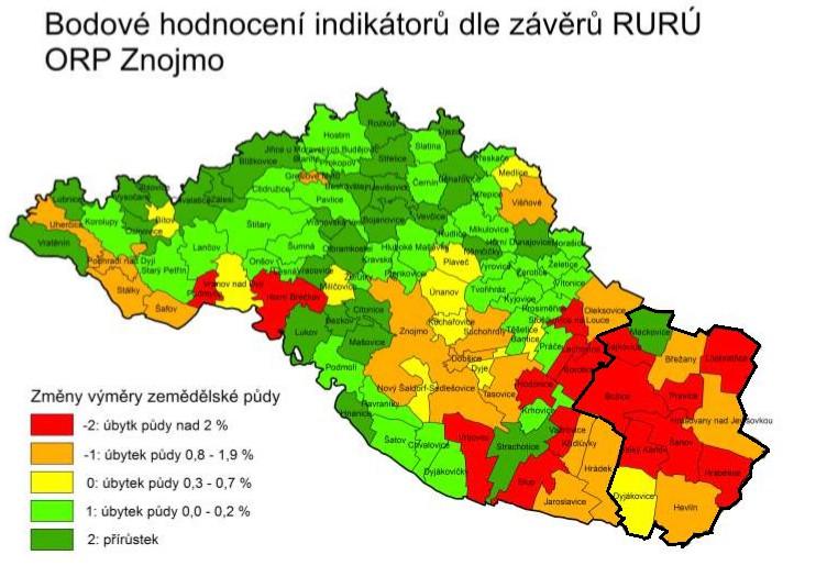 Obrázek č.4: Uměna výměry zemědělské půdy v SO ORP Znoj