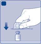 Adaptér injekční lahvičky nevyndávejte z ochranného víčka pomocí prstů.