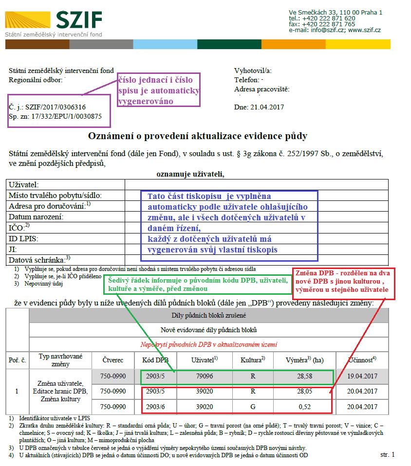 anebo naopak, za změnu považujeme i ukončení evidence celého DPB, příp. jeho části v LPIS.