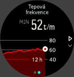 2. Stiskem pravého spodního tlačítka displej opustíte a vrátíte se na zobrazení ciferníku. 3.13.1. Denní TF Displej s denní TF nabízí pohled na tepovou frekvenci z 12hodinové perspektivy.