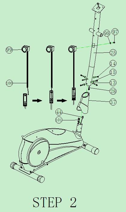 Zajistěte přední stabilizer (39) pomocí dvou šroubů (8) ze spodní strany