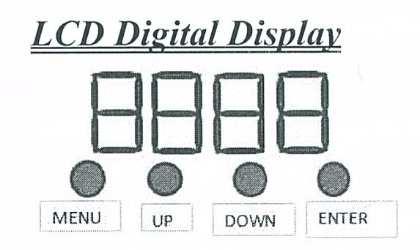 LCD displej: MENU výběr režimů (automatický, hudební, DMX512, Master/Slave.