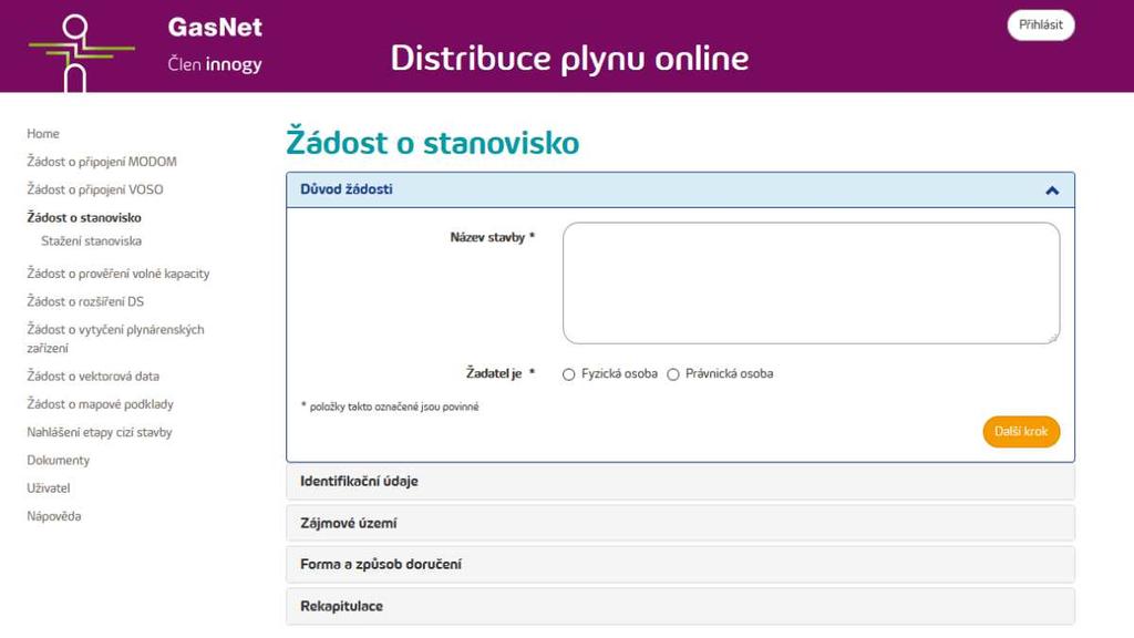 Plyn Žádost o stanovisko k existenci plynárenských