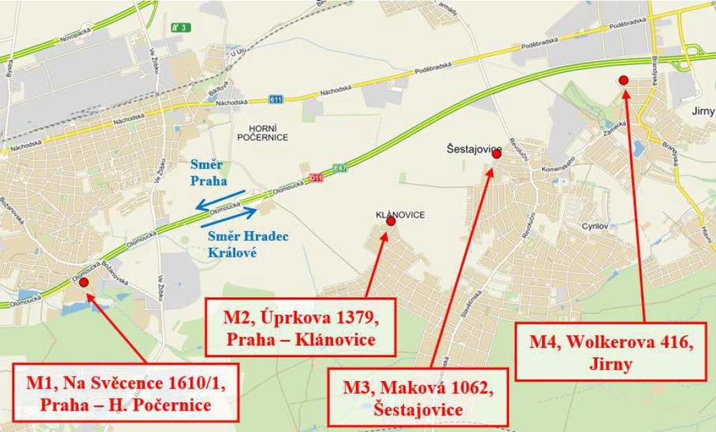 Parametry protihlukových stěn zobrazených na předešlém obrázku jsou uvedeny v Tab.