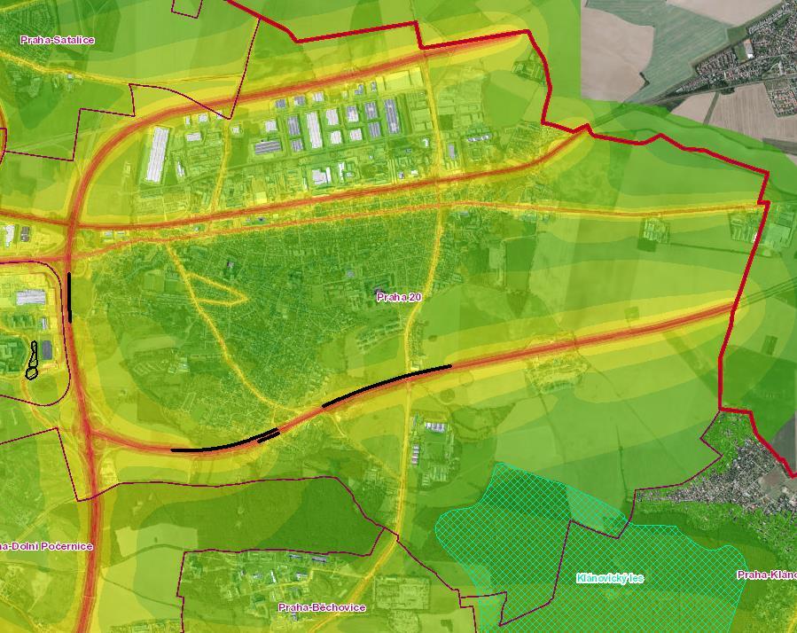 4: Hluková mapa Stav v roce 2011 v noční