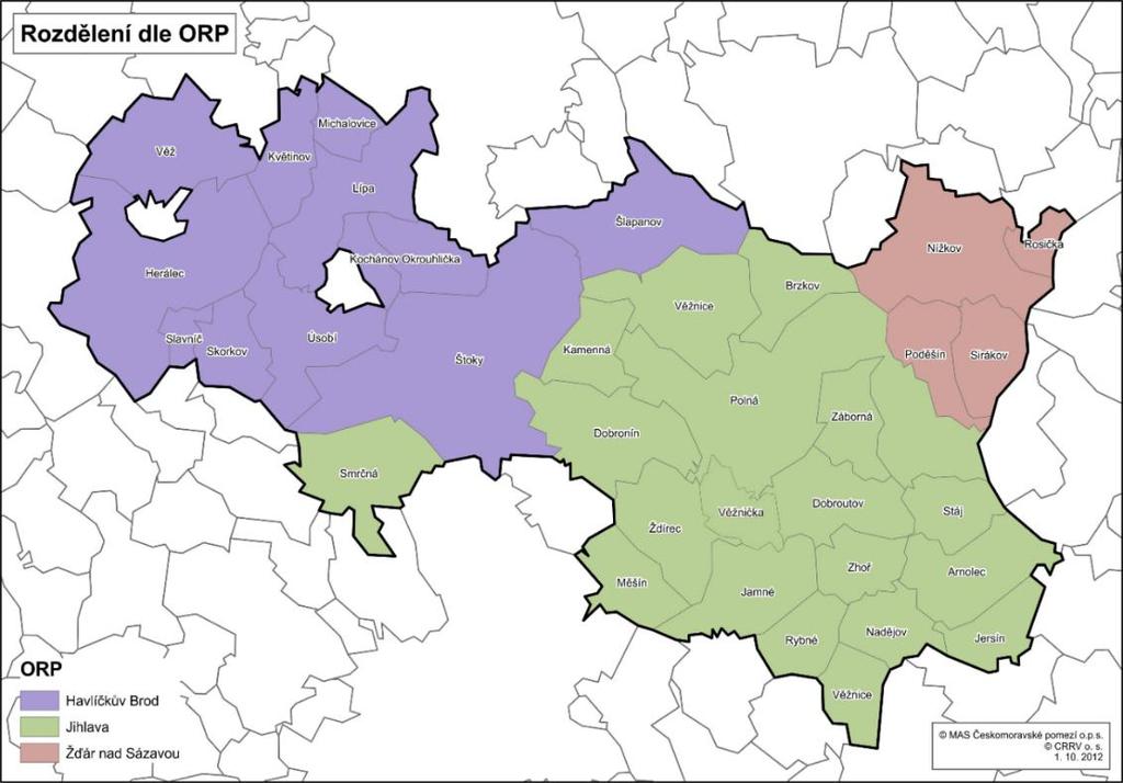 Území MAS ČMP má působnost ve třech bývalých okresech: Jihlava, Havlíčkův Brod a Žďár nad Sázavou a tvoří sourodý celek s podobnými potřebami a problémy.