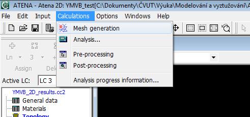 Síť MKP Generování přes menu Calculations Základní parametry se volí v makroprvcích (viz