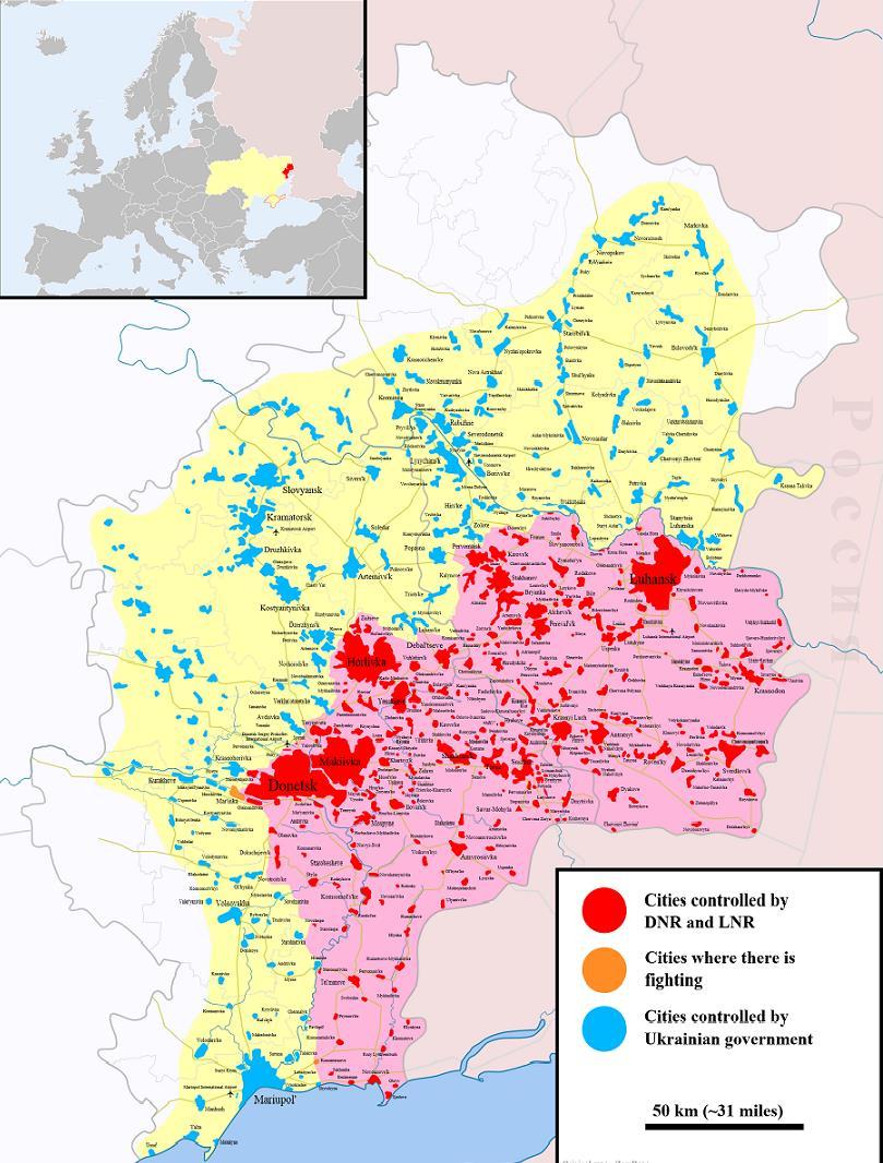 Rozložení oblastí pod povstaleckou a pod