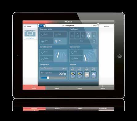 ŘÍDICÍ SOFTWARE Technologie MELCloud Aplikace pro klima Pomocí bezplatné aplikace MELCloud můžete své klimatizační zařízení naprosto pohodlně řídit chytrým telefonem, tabletem nebo PC prostřednictvím