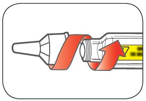 Krok 1: Přímým tahem odstraňte kryt pera. Neodstraňujte z pera štítek. Tamponem otřete pryžový uzávěr. Přípravek Liprolog 200 jednotek/ml injekční roztok by měl být čirý a bezbarvý.