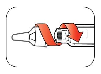 Krok 2: Vezměte novou jehlu. Z vnějšího krytu jehly odstraňte papírovou fólii. Krok 3: Nasaďte jehlu s vnějším krytem přímo na pero a jehlu našroubujte do dotažení.