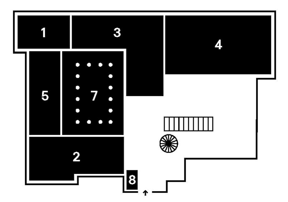 strana 16 Průvodce doktorským studiem AVU 18/19 strana 17 Moderní galerie přízemí Ateliér přípravného studia 1 Ateliér grafiky I 2