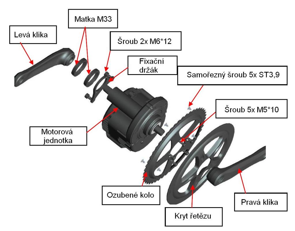 Středový konverzní kit s motorem 8FUN 36V/250W 48V/750W