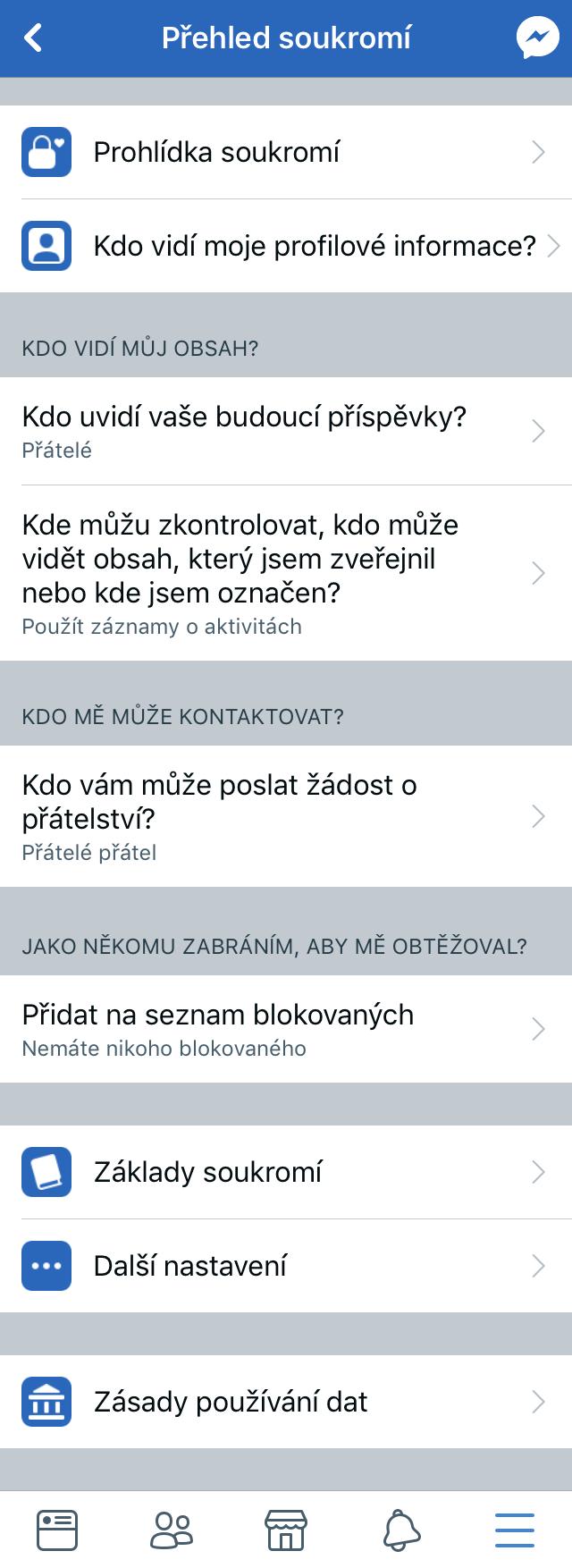 12 Facebook: Rychlou kontrolu nastavení soukromí umožňuje funkce Prohlídka soukromí, kterou najdeš v záložce Přehled soukromí.