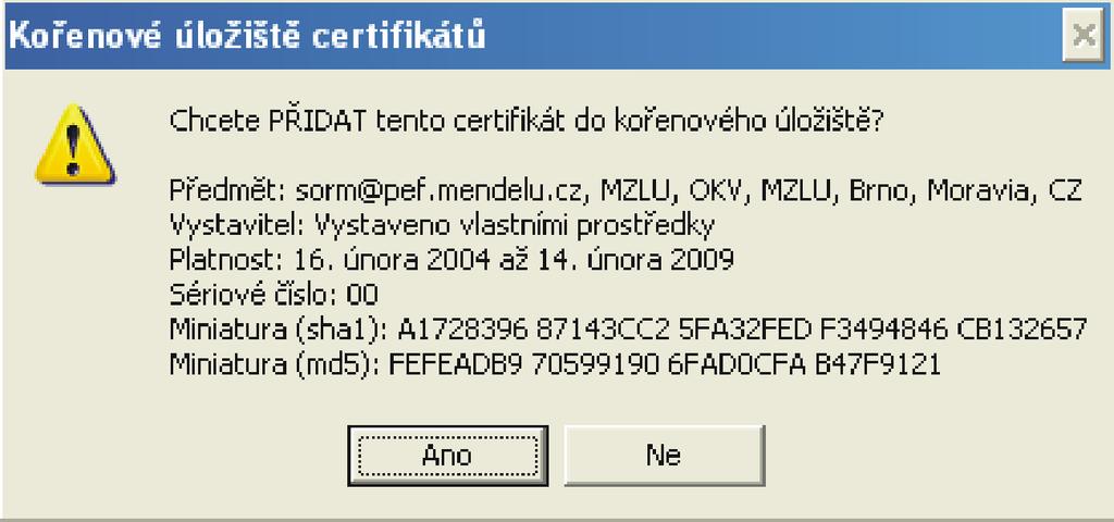 Nyní se jíž dostáváme do průvodce importu certifikátu (obr. 15), kde zvolíme Další.