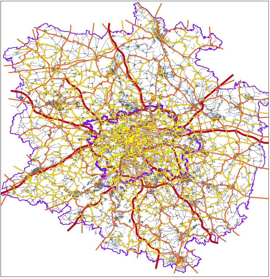 Plán udržitelné mobility Prahy a okolí Návrh () cca 8 tis. (obousměrných) úseků komunikační sítě, cca 6 tis.