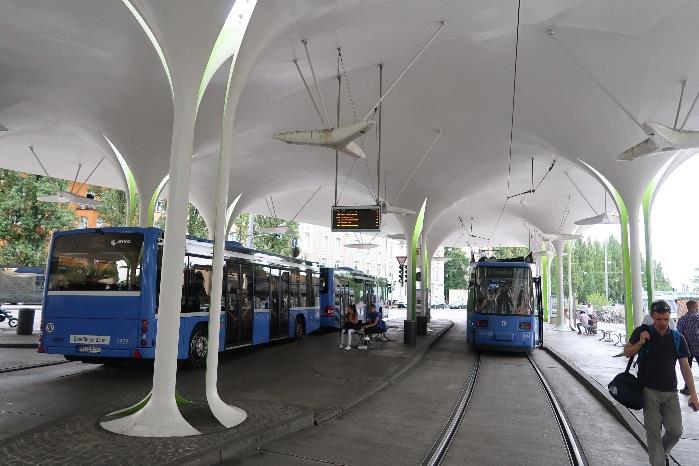 Plán udržitelné mobility Prahy a okolí Návrh () Obrázek 28 Zastávky správně stavebně provedené s krátkými přestupními vazbami zvyšují atraktivitu veřejné dopravy.