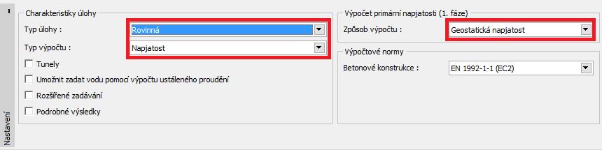 Rám Nastavení Dále zadáme rozměry světa, které zvolíme dostatečně velké, aby výsledky nebyly ovlivněny podmínkami na okraji. Pro naši úlohu zvolíme rozměry modelu nejnižšího bodu rozhraní zadáme 10 m.