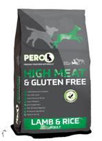 Lamb & Rice HIGH MEAT 1 ANALYTICKÉ SLOŽENÍ: hrubý protein 24%; oleje a tuky 12%; hrubý popel 9,5%; hrubá vlákna 2,5% Vhodné pro dospělé psy všech plemen psů Pero HIGH MEAT & GRAIN FREE Lamb & Rice je