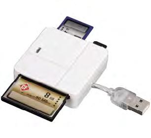 prenos dát medzi pamäťovými kartami - LED indikácia stavu pripojenia - USB kábel pre pripojenie k počítaču alebo notebooku - číta karty: SD/SDHC/SDXC, microsd/microsdhc/microsdxc, CompactFlash I a II