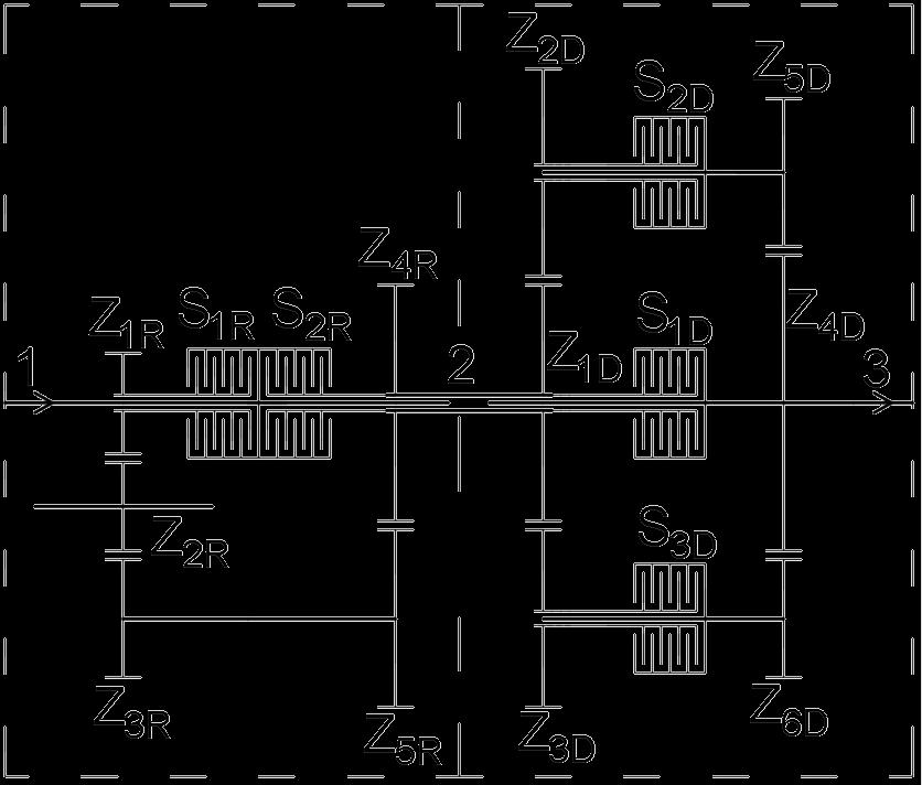 7 Návrh konstrukčních variant 7. Varianta A Konstrukční řešení této varianty se skládá ze třístupňové předlohové dělící převodovky a reverzační předlohové převodovky se stálým převodem na výstupu.