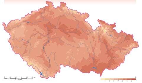 Obr. 8b Průměrná teplota vzduchu v Česku v září (období 1961-2000, zdroj: Tolasz et al., 2007) Literatura Brandt V., Pivec J., Fuksa P., Neckář K., Kocourková D., Venclová V.