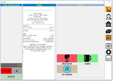 Pokladna Pokladna s náhledem pásky Pokladna s náhledem pásky a katalogem zboží Stisknutím