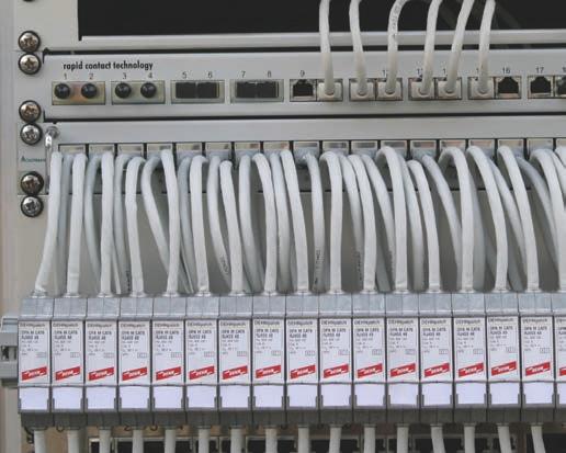 Svodiče přepětí na pro montážní telekomunikační lištu a datové sítě DEHNpatch Yellow / Line Propojovací kabel (patch cable) s přepěťovou ochranou Cat. 6 podle ISO/IEC 11801 Cat.