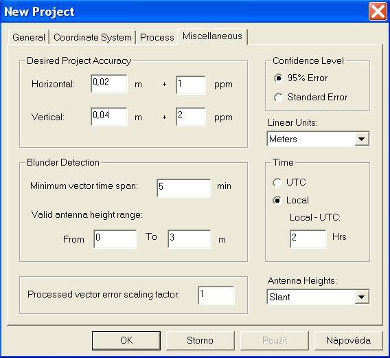 V záložce Miscellaneous (různé) nastavte parametry na hodnoty, které