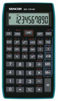 kalkulátoru s mírně nakloněným displejem a plastovými tlačítky paměťové klávesy SDC 805 - rozměry 124 x 102 x 25 mm hmotnost 82 g SDC 810 / 812 -