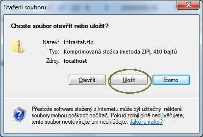 Uložení souboru Po spuštění exportu dat systém vygeneruje připravená data vybraných faktur do souboru. V zobrazeném dialogovém okně zvolte Uložit.