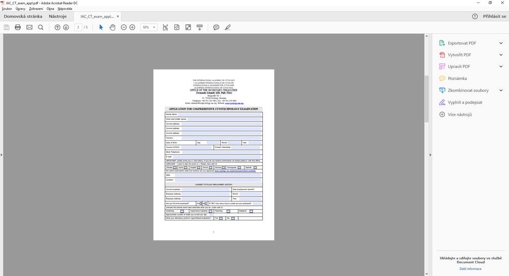IAC žádost o zkoušku http://www.cytologyiac.