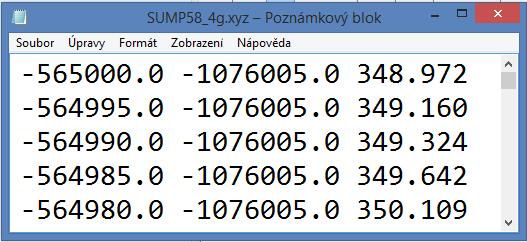 CZK/list 2,5 x 2 km Vrstevnice z DMR 4G - nezachycuje