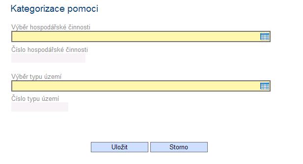 2.17 Kategorizace pomoci Výběr hospodářské činnosti Na výběr je pouze jedna moţnost č. 18 Vzdělávání.