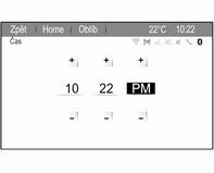 Přístroje a ovládací prvky 105 Nastavení proveďte klepnutím na + a -. Navi 950 Stiskněte HOME, zvolte Konfigurace a potom Čas a datum.